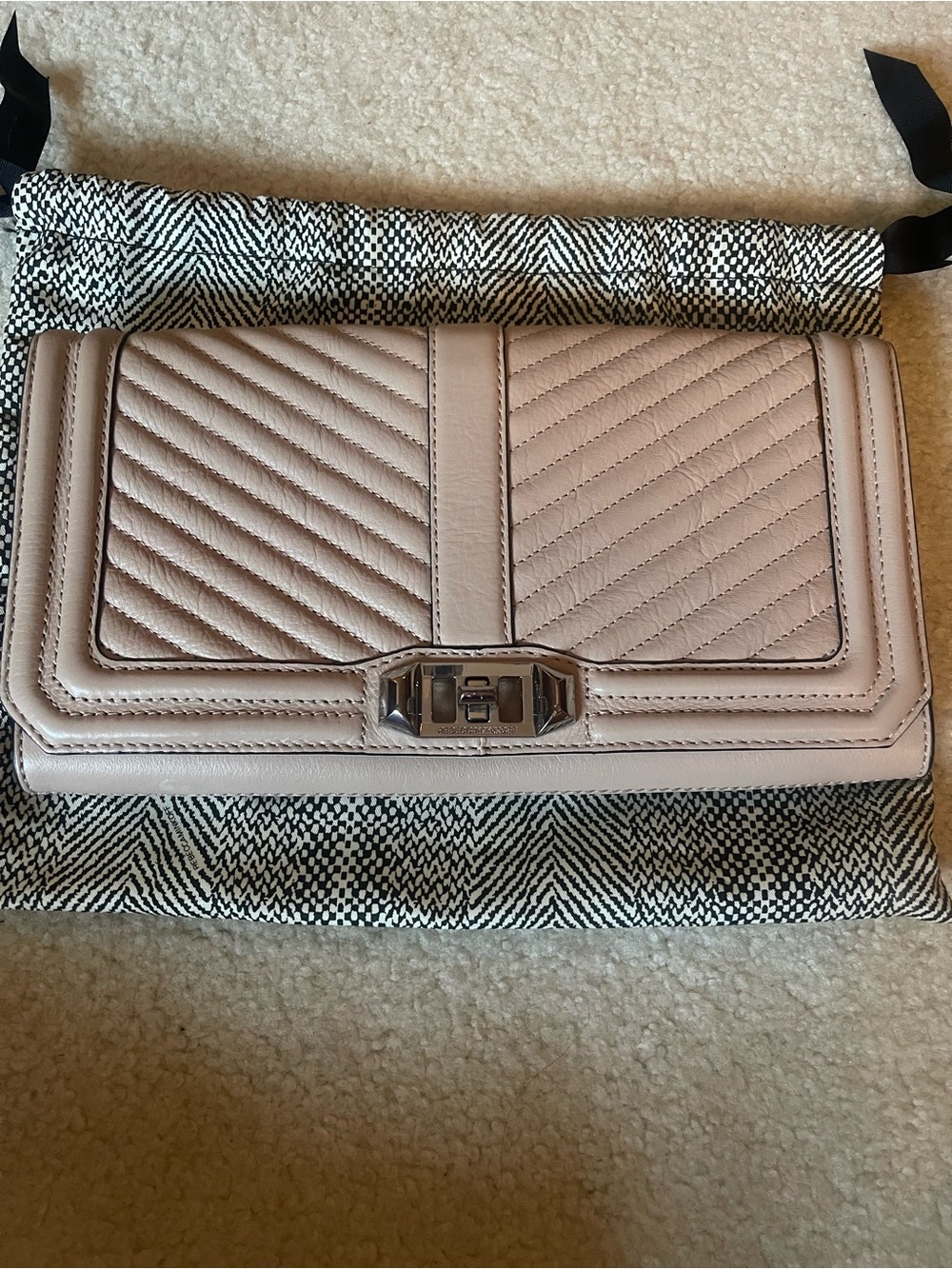Rebecca Minkoff Quilted Blush Pink Leather Clutch